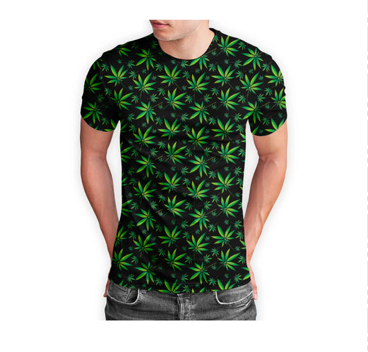 Green Leaf Black T-Shirt Short Sleeve Pack