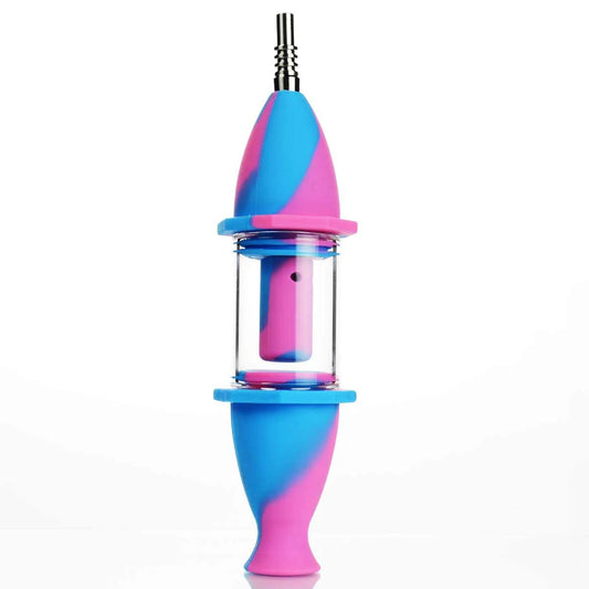 8" Silicone Nector Collector Colorful design with Perc and Titanium Nail