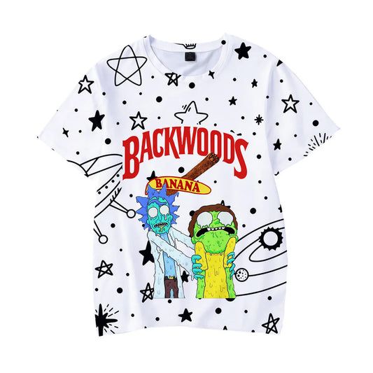Rick & Morty White Star Color Ricky B-Polyester Short Sleeve T-Shirt